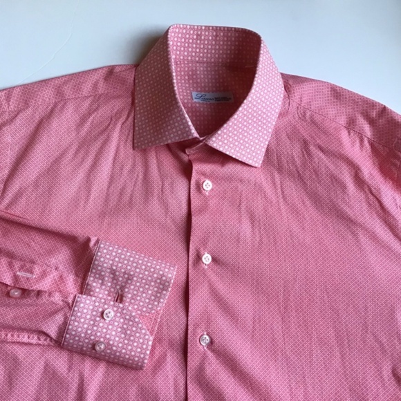 Lauro Lovely pink cotton shirt Sz 15 3/4 ~ 40 handmade in Italy 🇮🇹 - Picture 7 of 11